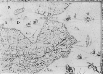 Map of New France Dedicated to Colbert by Duchesneau, Intendant (detail)